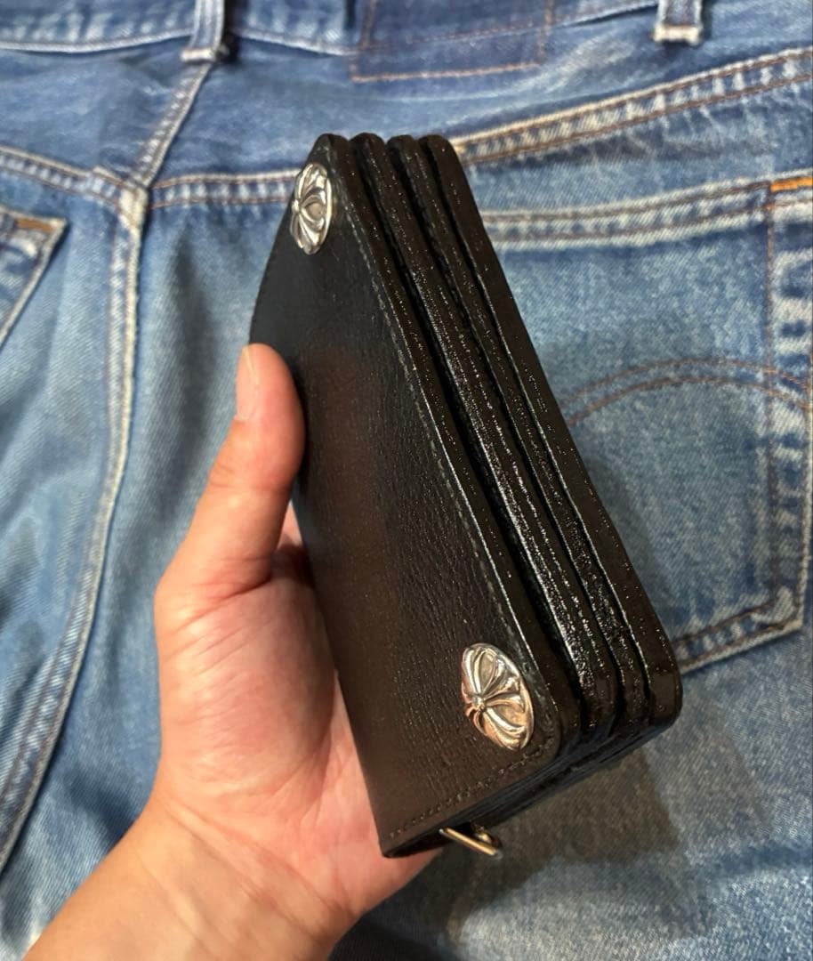 ミドル　トラッカーウォレット　姫路レザーシュリンク　シルバー925 クロスボール