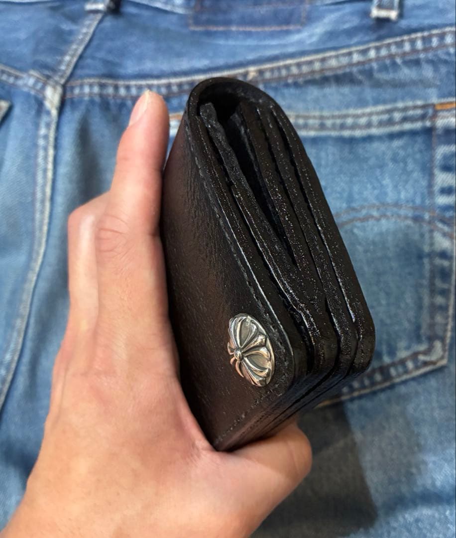 ミドル　トラッカーウォレット　姫路レザーシュリンク　シルバー925 クロスボール