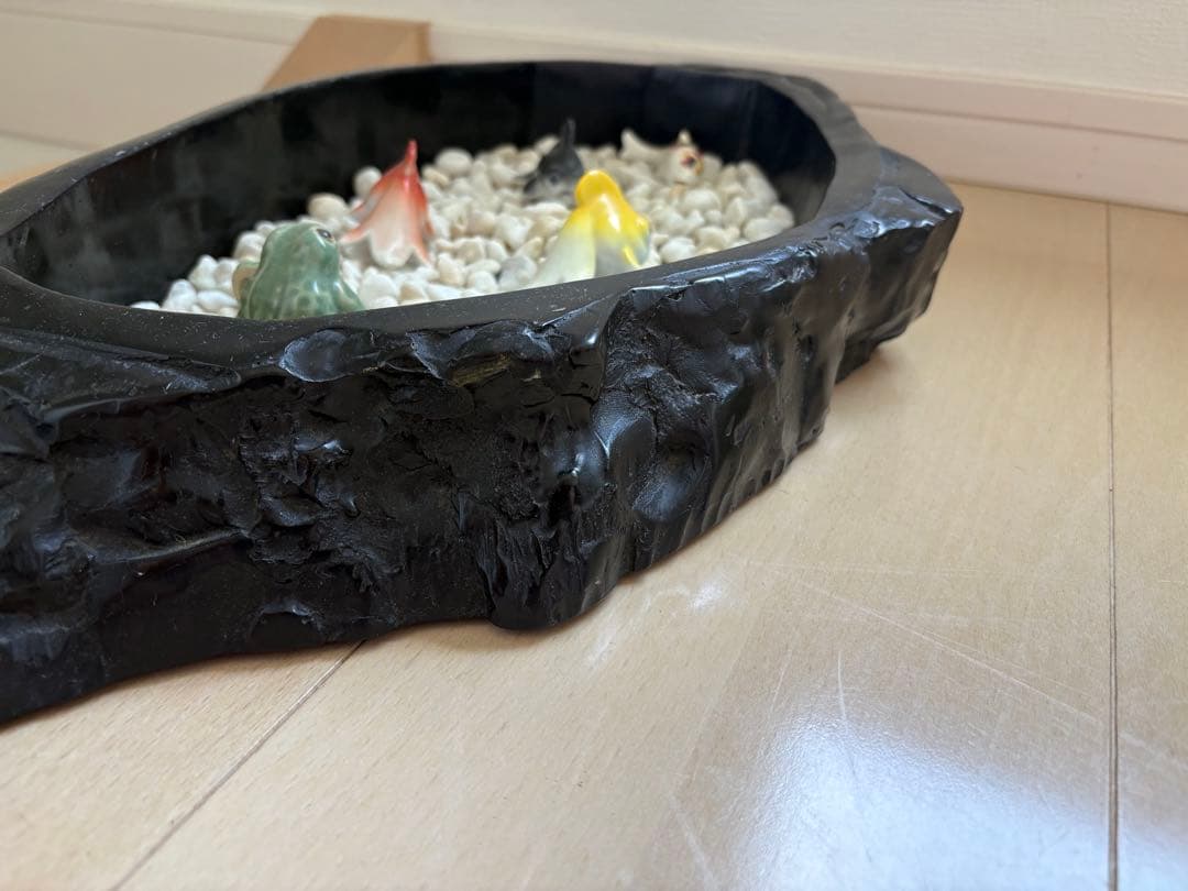 【最終】高級　那智黒水盤　花器　生花　アンティーク　迎春　硯