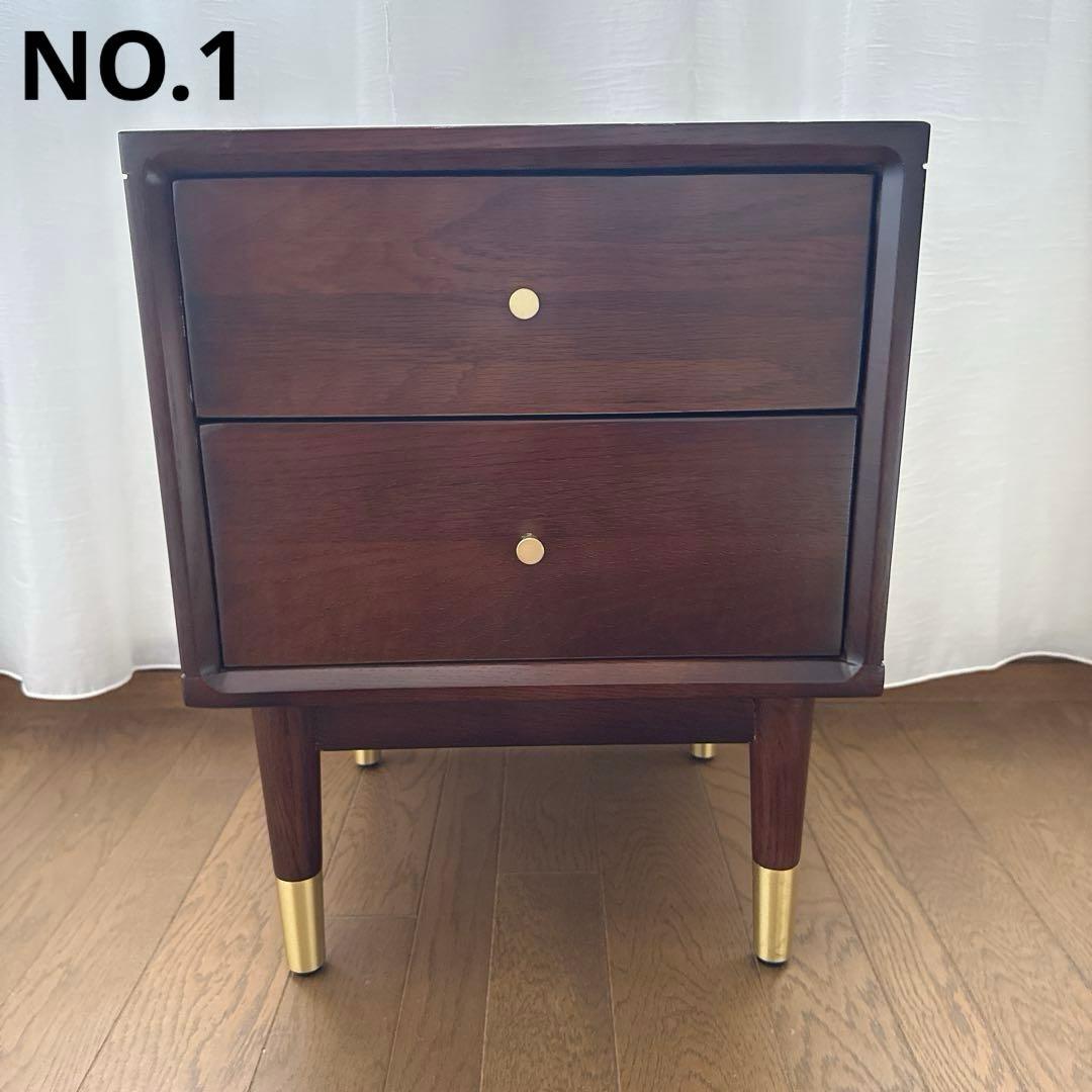 kuri様　　　サイドテーブル　ナイトテーブル　組み立て不用　　オーク×ゴールド