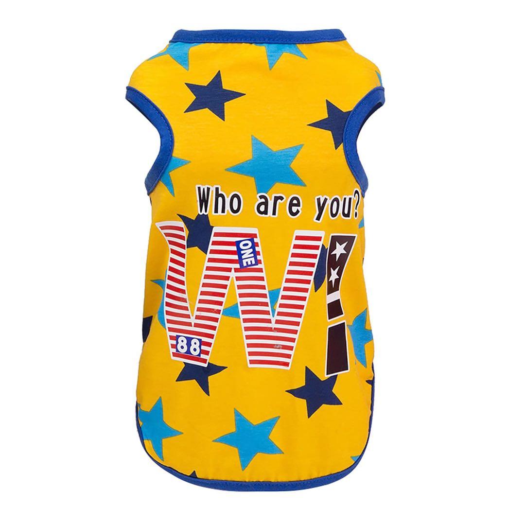 犬用プリントシャツ Sサイズ 星柄 薄手 イエロー 着替え