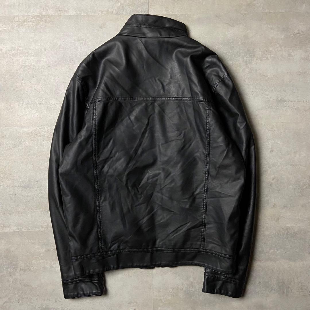 CK カルバンクライン シングルライダース フェイクレザージャケット ブラック