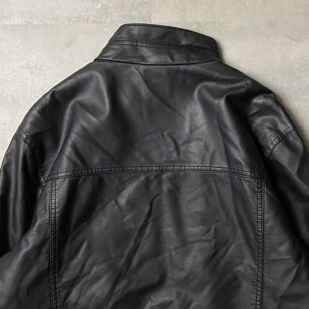 CK カルバンクライン シングルライダース フェイクレザージャケット ブラック