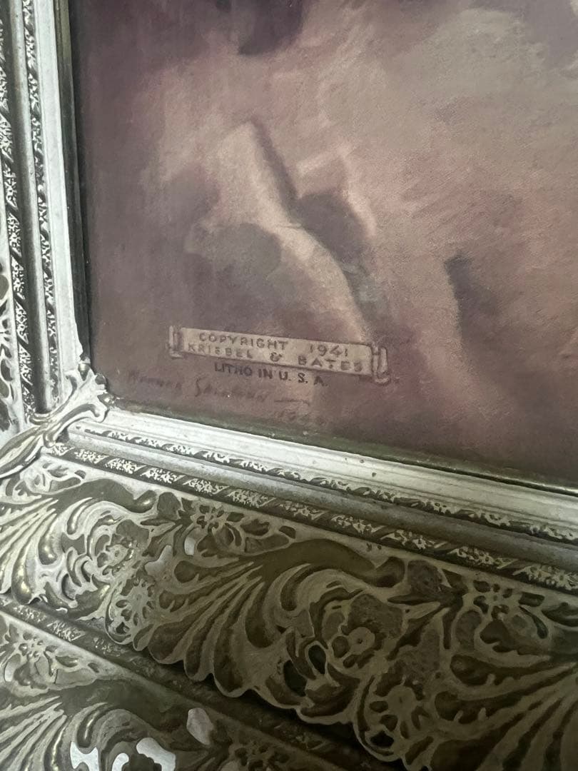 イエス・キリストの肖像画 照明付き ヴィンテージ