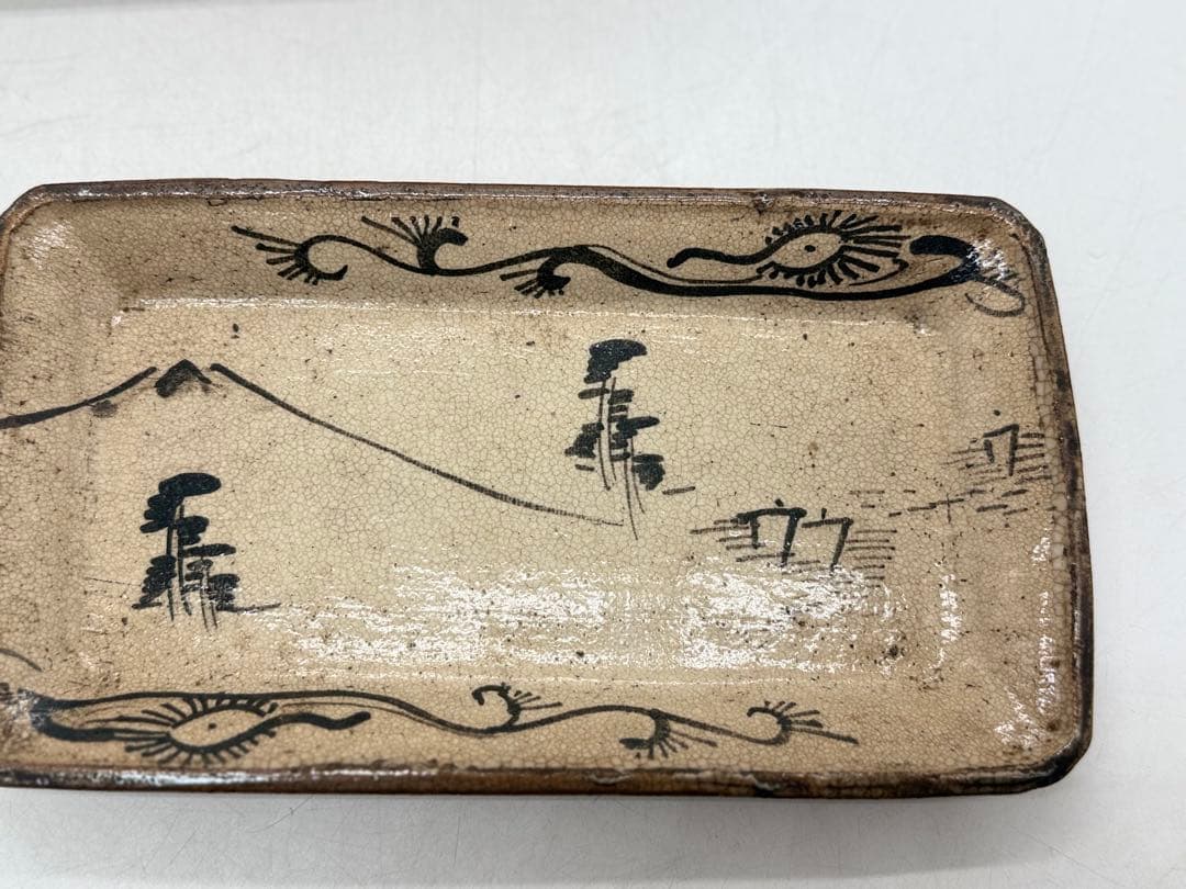 江戸　乾山　足付角皿　共箱　送料込み250611