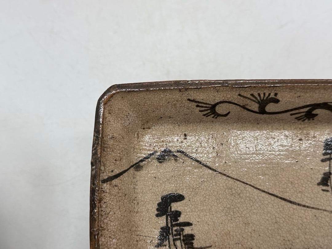 江戸　乾山　足付角皿　共箱　送料込み250611