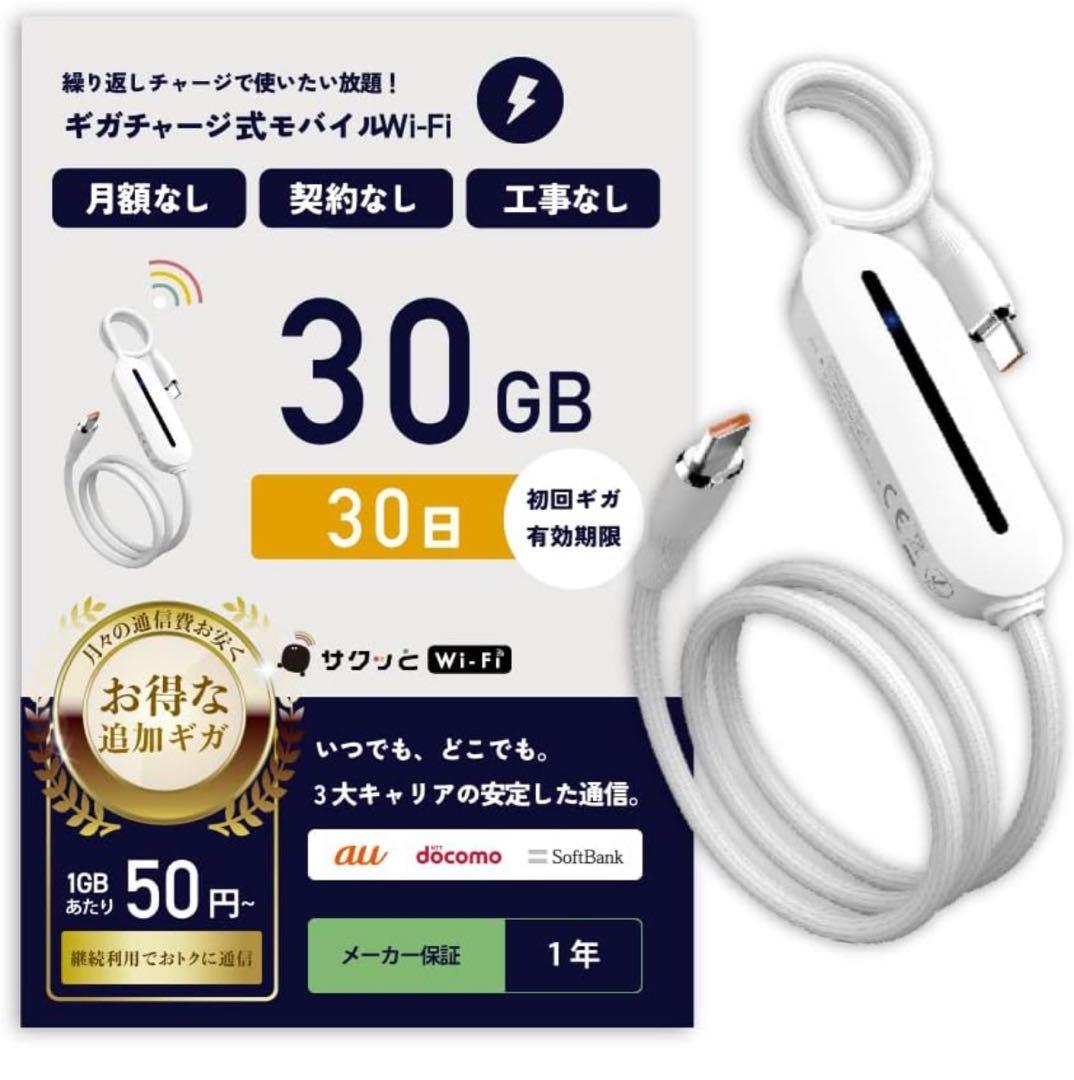 サクッとWiFi Light ギガチャージ型モバイルWi-Fi SIMフリー