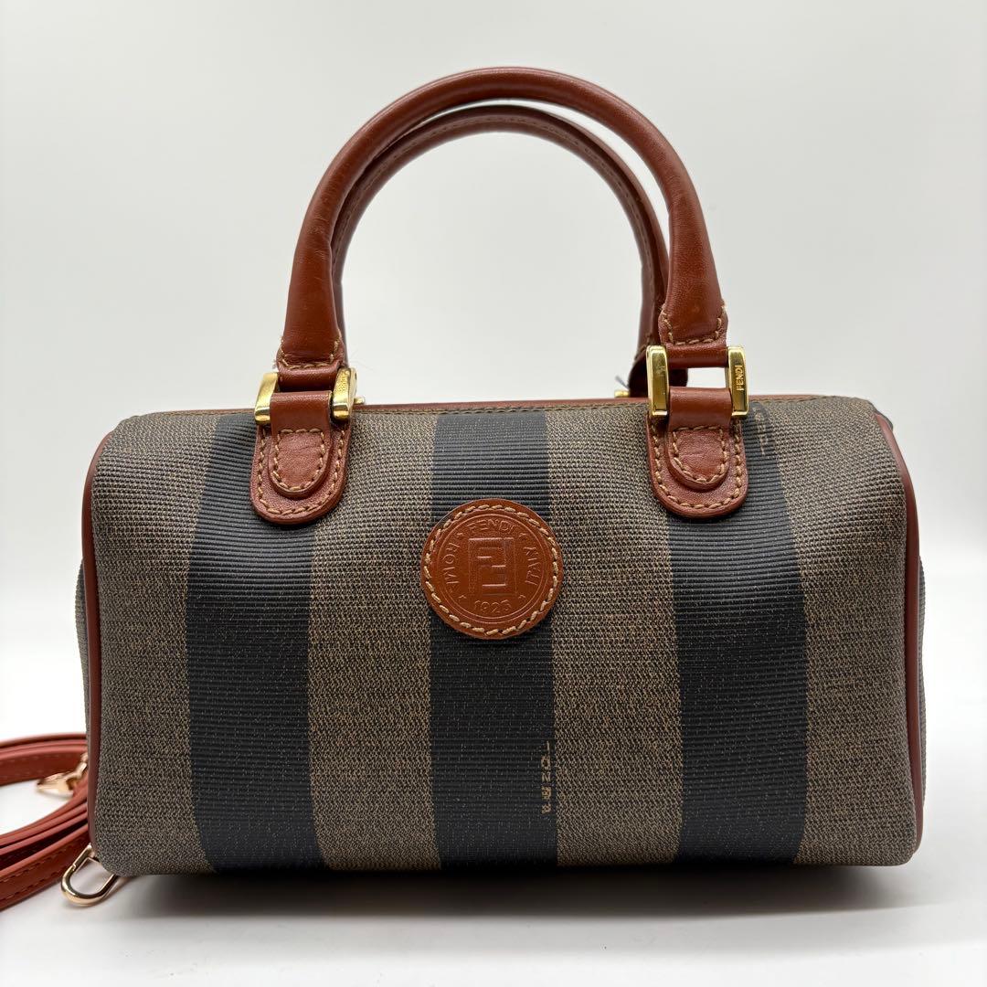 極美品　希少　FENDI マイクロミニボストン 2wayバッグ　ペカン柄　PVC