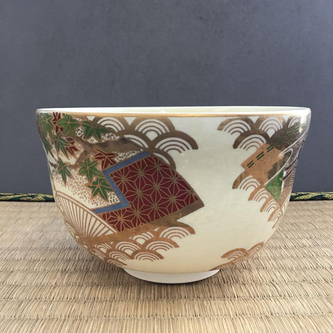 茶道具 抹茶茶碗 絵付茶碗 直径約127ミリ 高さ約77ミリ Ｎo.506