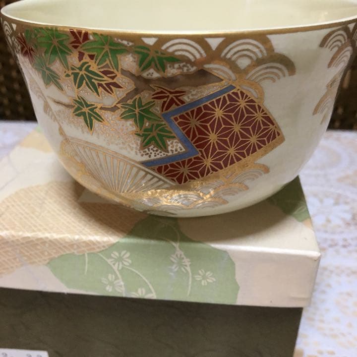 茶道具 抹茶茶碗 絵付茶碗 直径約127ミリ 高さ約77ミリ Ｎo.506