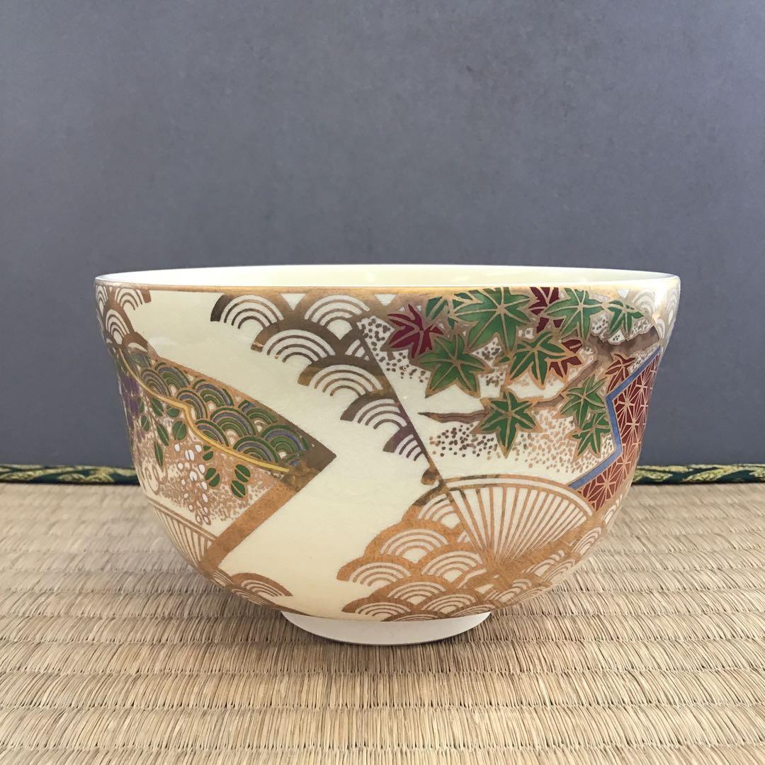 茶道具 抹茶茶碗 絵付茶碗 直径約127ミリ 高さ約77ミリ Ｎo.506