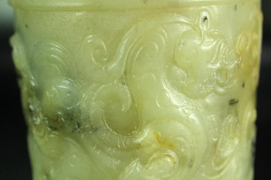 中国美術 砡石 刻 饕餮紋 杯 三件 コレクター蔵品(K-YC541)