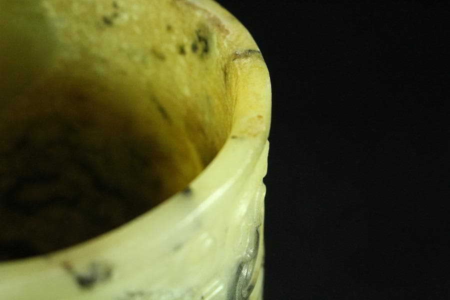 中国美術 砡石 刻 饕餮紋 杯 三件 コレクター蔵品(K-YC541)