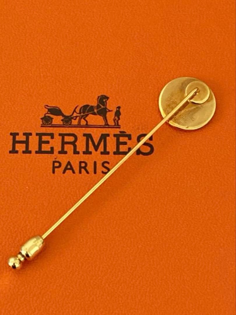 美品　HERMES エルメス　セリエ　ピンブローチ　ピンバッチ　ゴールド　箱付き