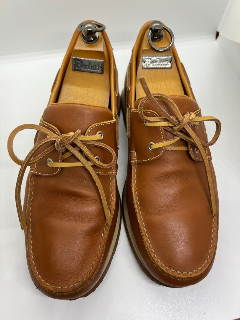 エルメス　ブラウンレザー デッキシューズ　26.5 42 1/2