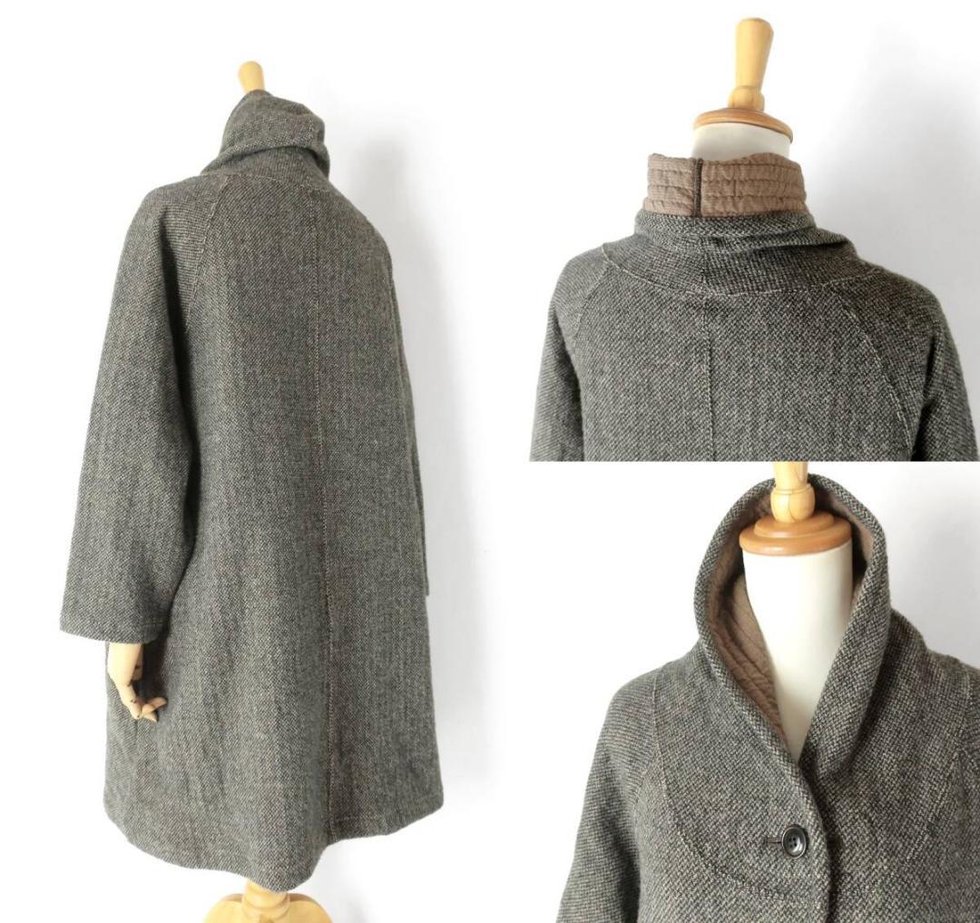 nest robe ツイード×イブルコットン ショールカラーコート