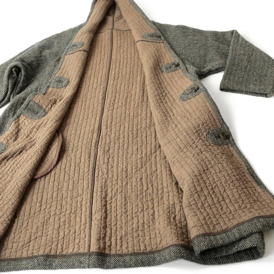 nest robe ツイード×イブルコットン ショールカラーコート
