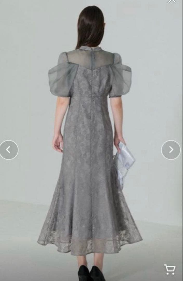 LEJA オーガンジー ドレープ パフスリーブ マーメイドワンピース ドレス S