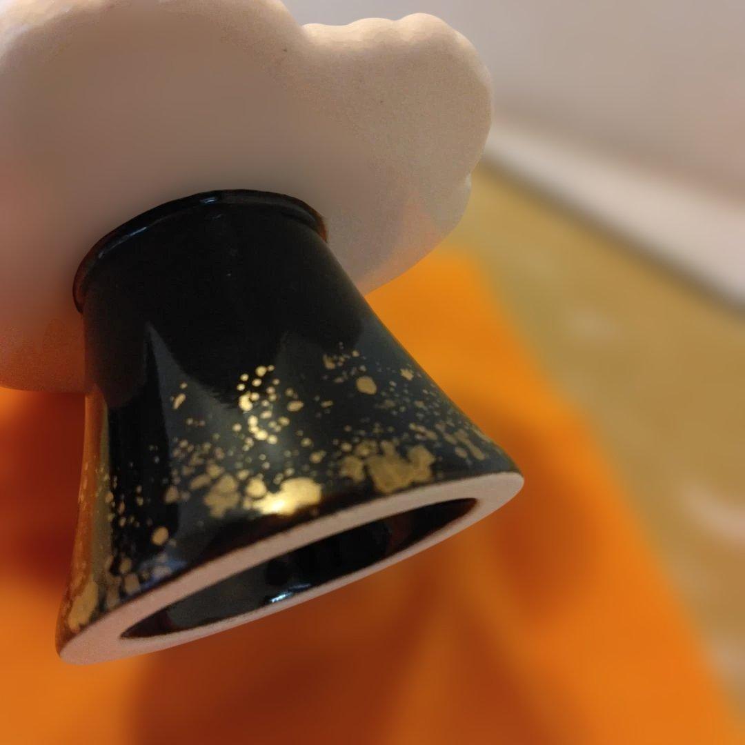 今岡三四郎 造 金彩 菊 蓋置 共箱 共布 茶道具