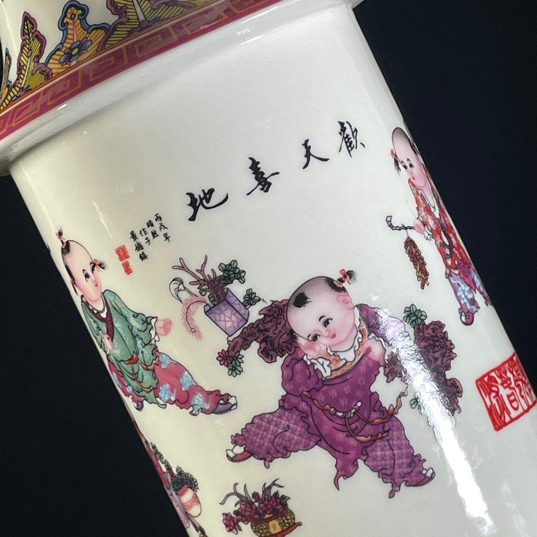 パステル嬉しく中空転心瓶 景徳鎮 陶磁器 装飾品 現代工芸品 美術品 置物