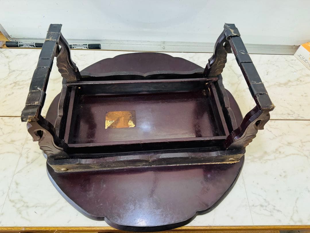 螺鈿 丸座卓 ローテーブル アンティーク ちゃぶ台 折りたたみ机 円形 テーブル