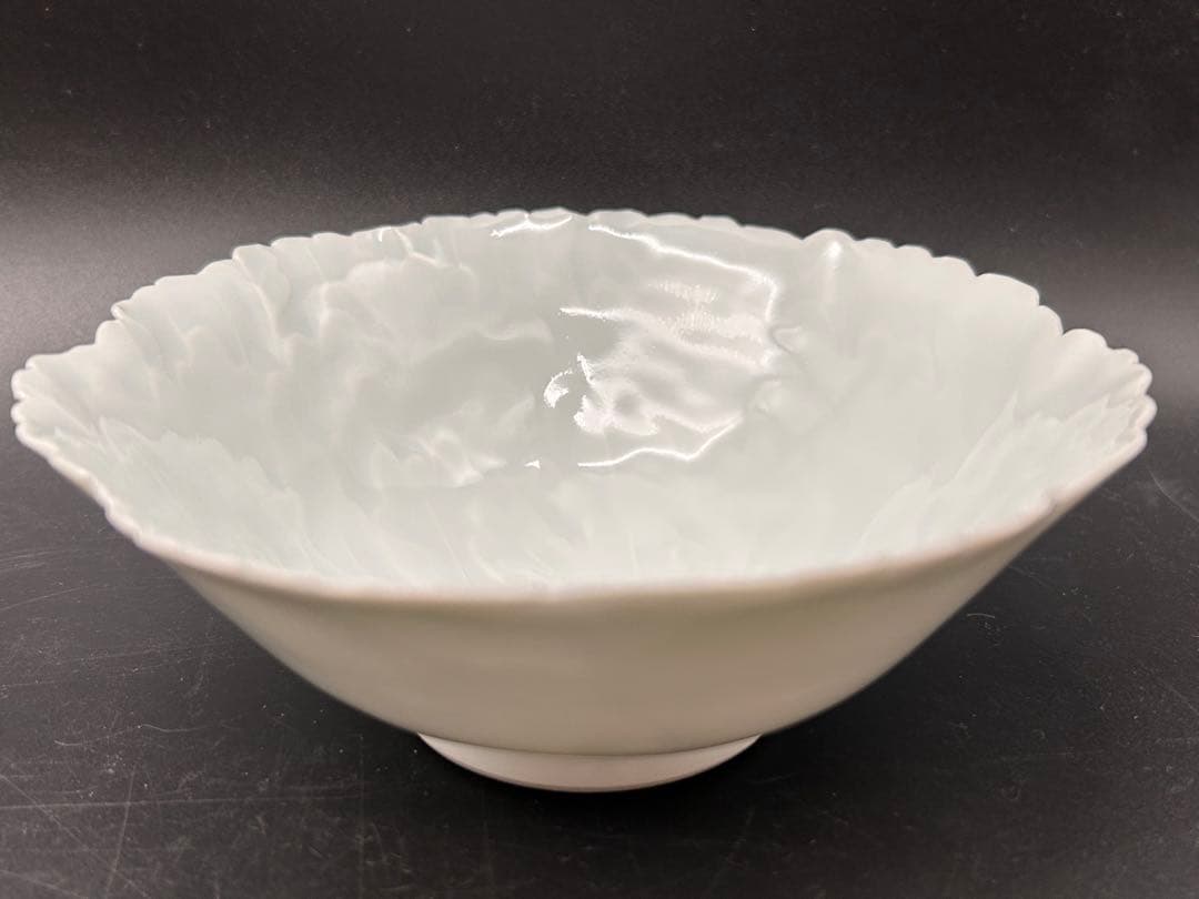 【希少品】樋口一星　白磁　牡丹　中鉢 6客