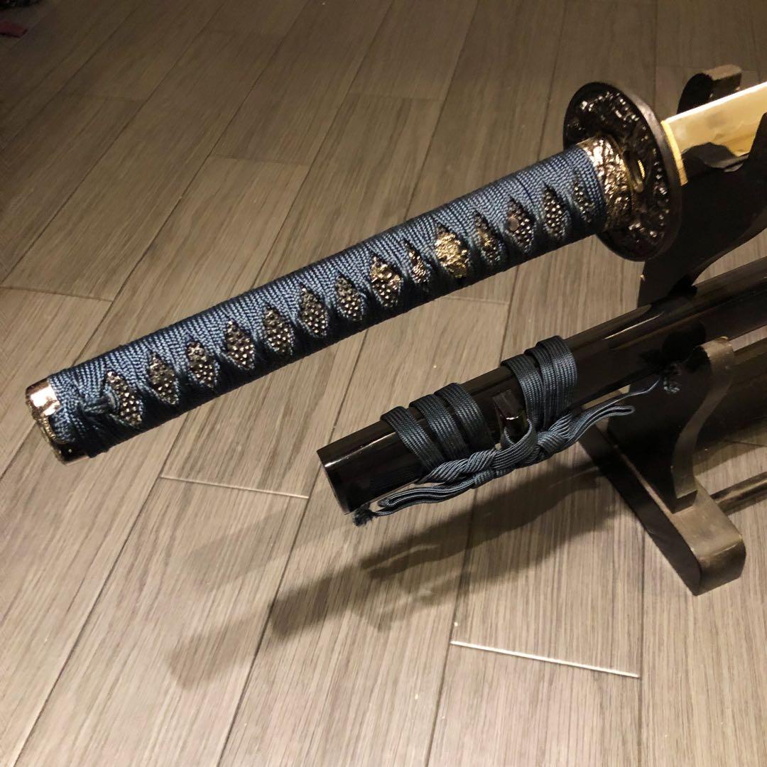 高級模造刀　高級居合刀　優波紋　亜合金刀身　名刀　居合刀　緑藍拵え