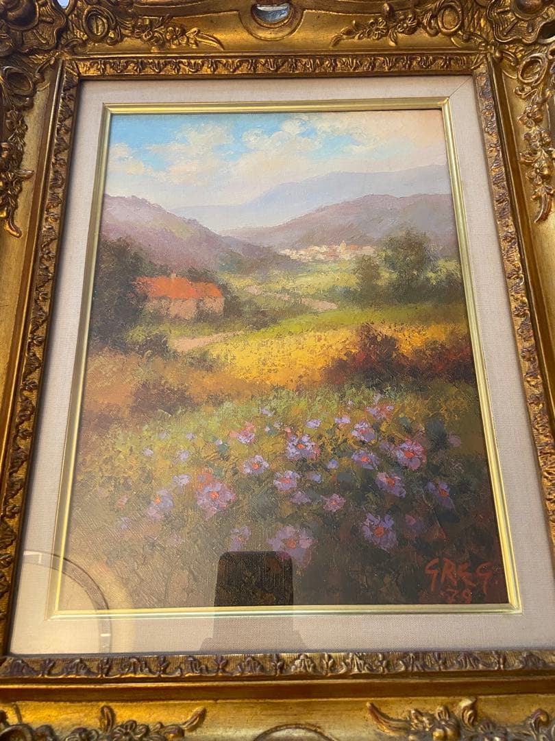 ロナルドグレッグ 油彩画 花咲く風景