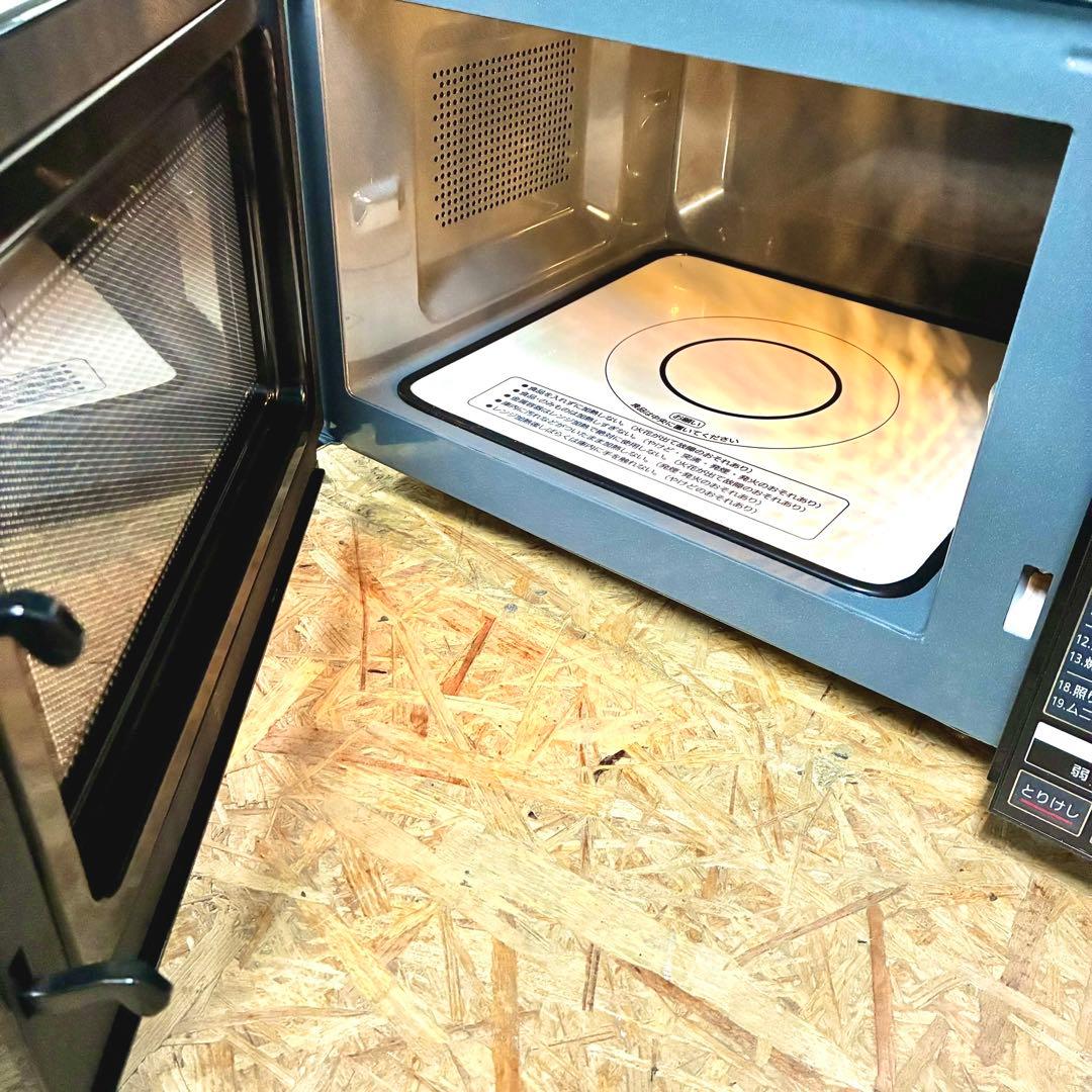 そのまま置くだけ♪両面焼きレンジ★アイリスフラットテーブル 電子レンジ ブラック