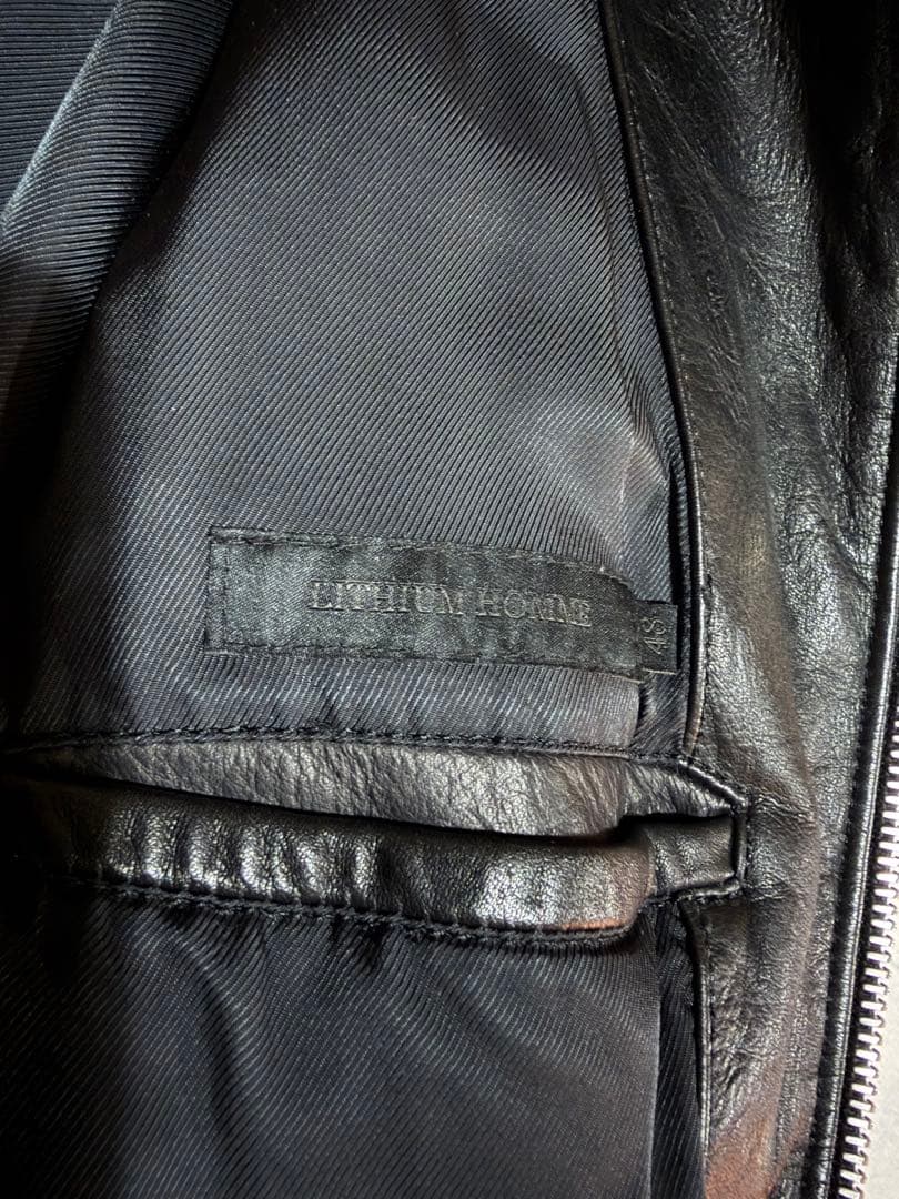 LITHIUM HOMME リチウム 黒 シングルライダースジャケット 48