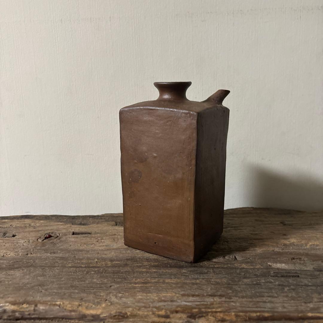 四方型徳利 江戸末期　古備前　酒器 花器　古道具 アンティーク 古民芸　検:李朝