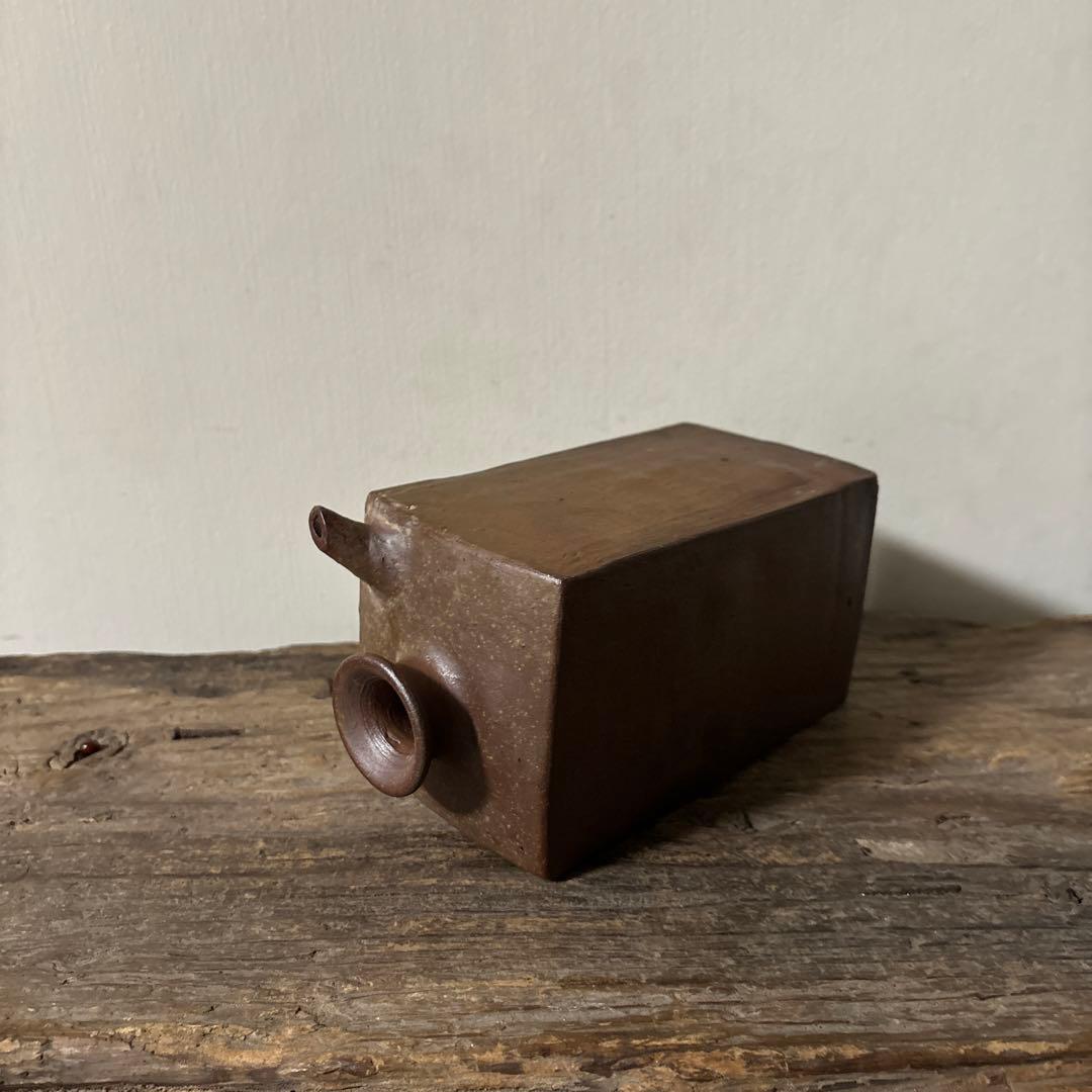 四方型徳利 江戸末期　古備前　酒器 花器　古道具 アンティーク 古民芸　検:李朝