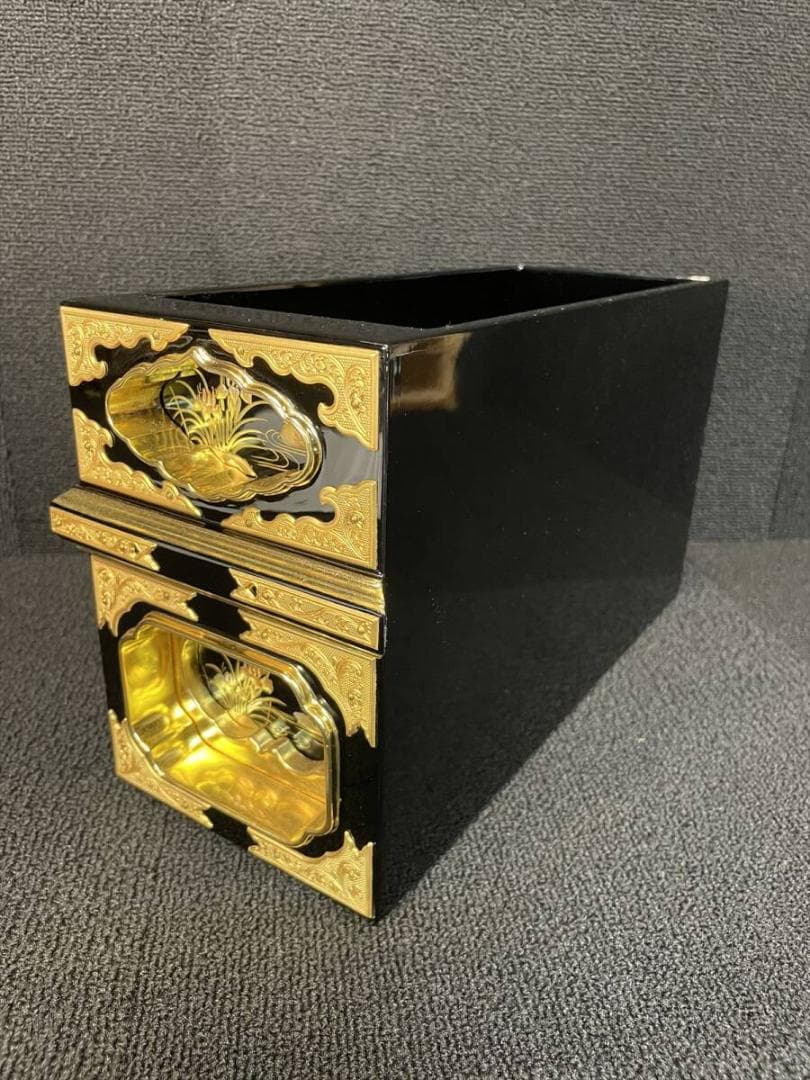 限定値下　まごころ堂　美品の箱　仏壇部品　木製　本金箔　金具付き　蒔絵　6060