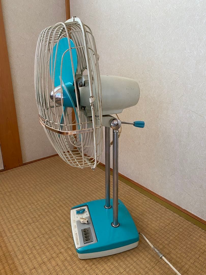 希少_昭和30年代の四角いレトロ扇風機_MITSUBISHI
