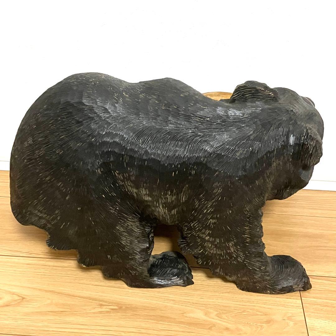 希少！アイヌ　昭和中期　北海道　木彫り　熊　置物　鮭