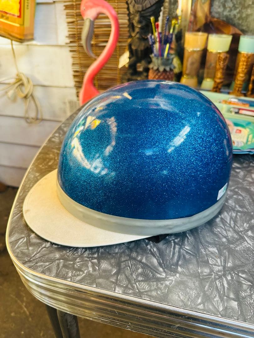 立花コルク半 青色ラメ 半帽ヘルメット