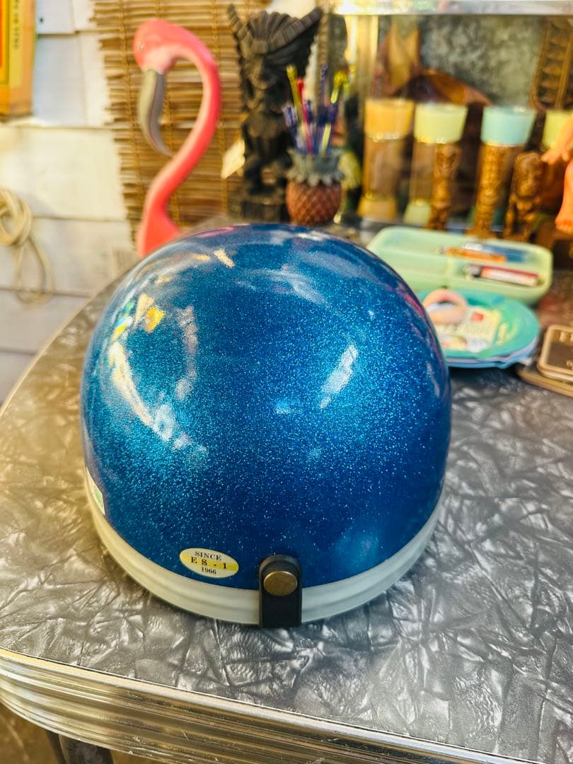 立花コルク半 青色ラメ 半帽ヘルメット