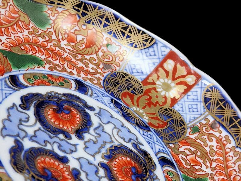 古伊万里　金襴手　金羊歯に鳳凰の図　7寸皿　E069AS-CPt