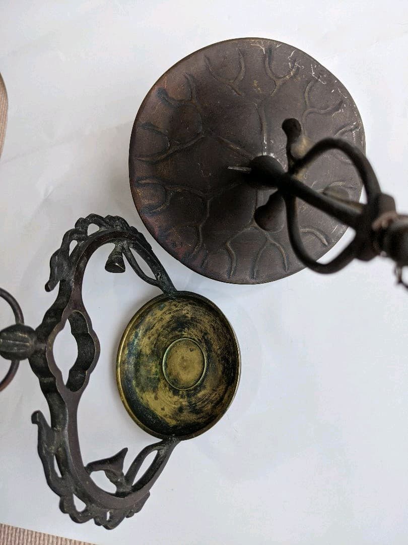 ⭐️神社 寺社 仏閣 吊り下げ式 蓮華 燭台 唐金 灯り アンティーク 骨董品