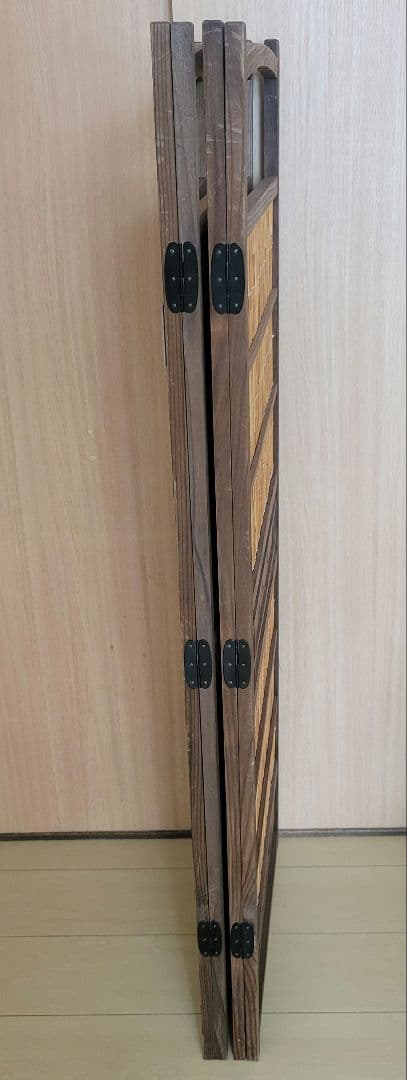値下げします!　古い竹簾屏風　衝立　目隠し　四つ折り　透かし彫り