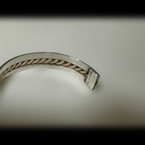 ビンテージ1970’sナバホシルバーゴールドフィルドツイストバングルUSA