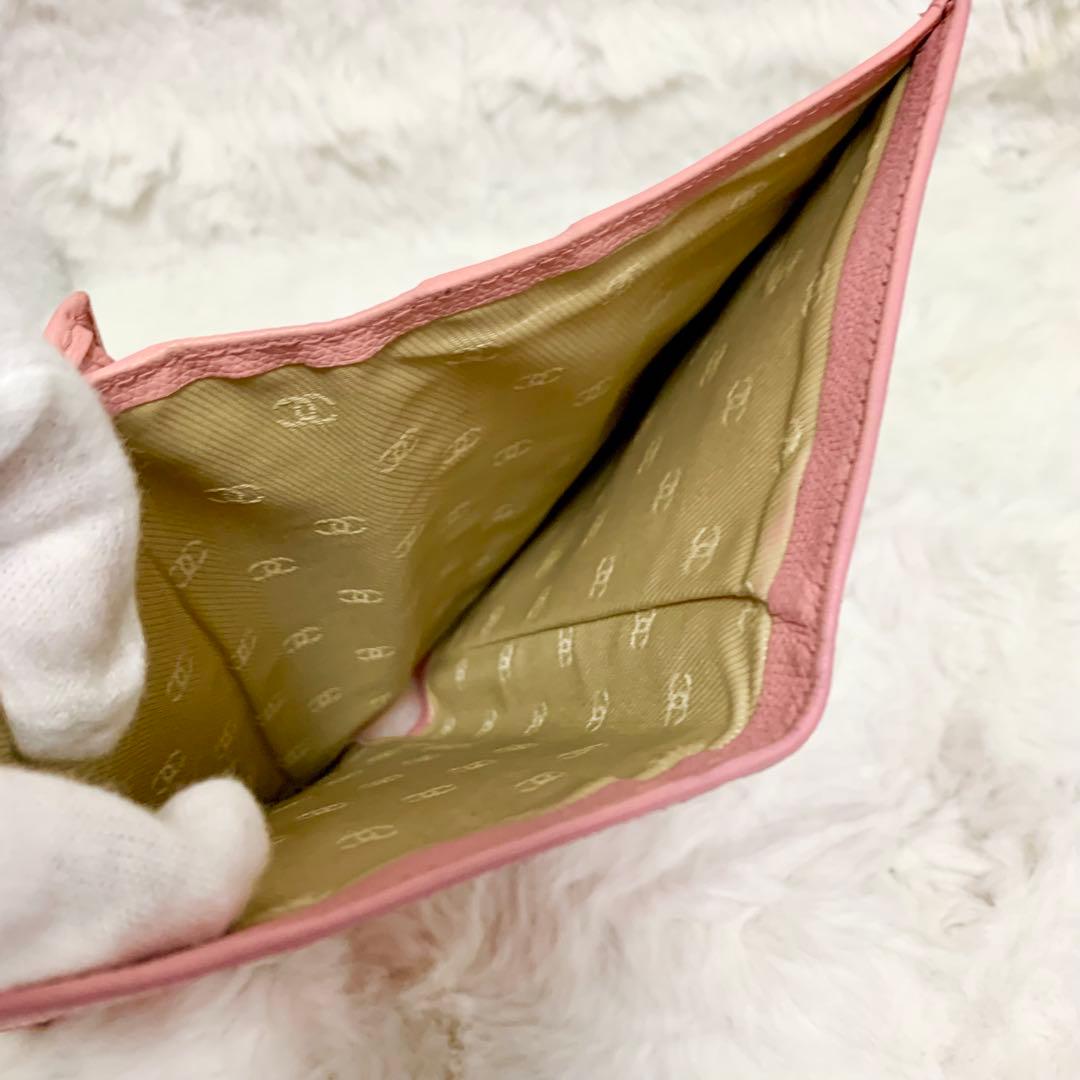 人気色！CHANEL ココボタン　ピンク　二つ折り財布　シャネル