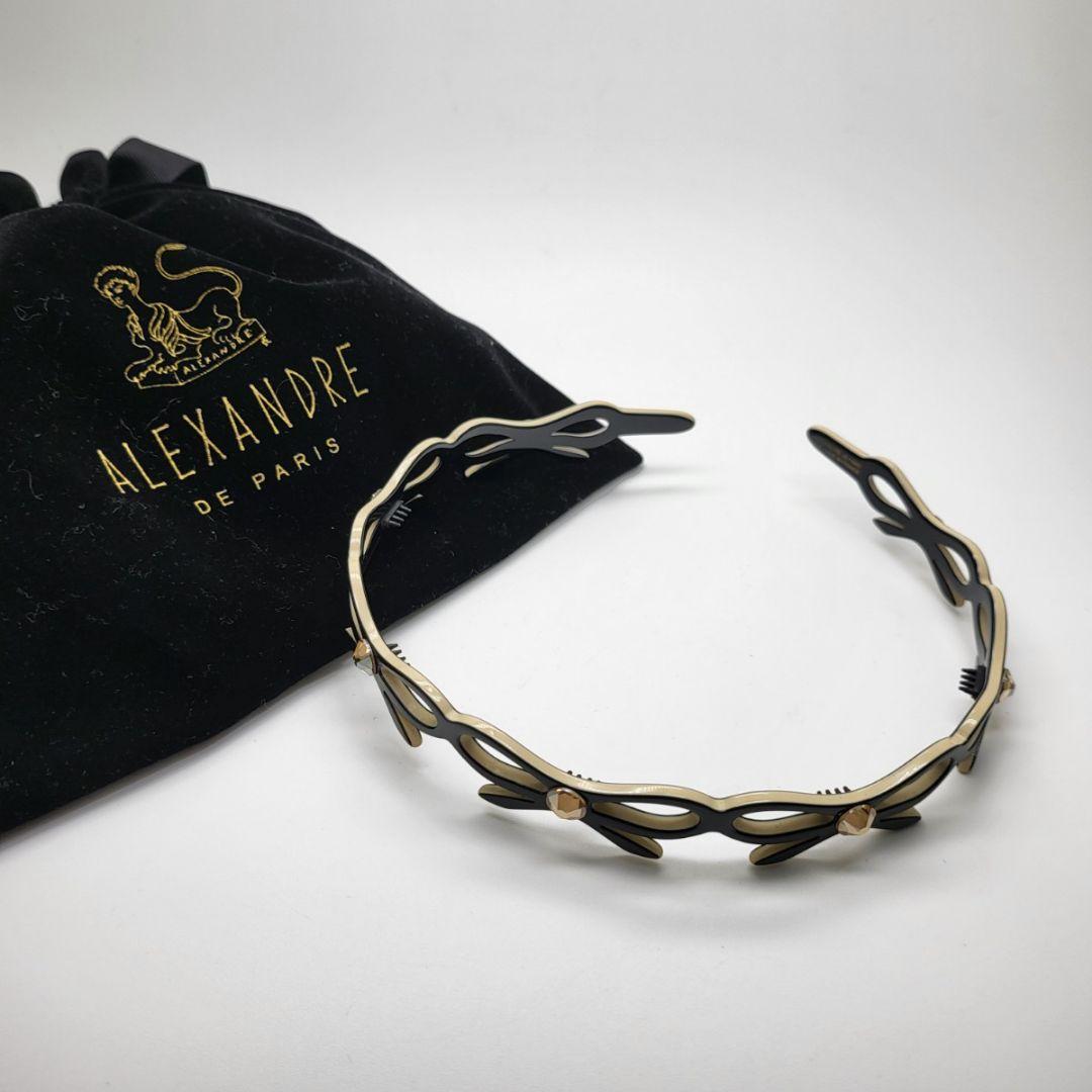 9800□ALEXANDRE ヘアバンド リボン風 ブラックbc11yt