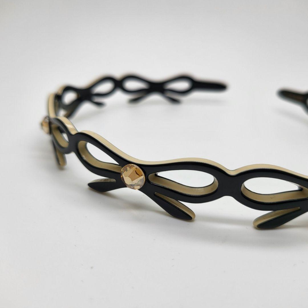 9800□ALEXANDRE ヘアバンド リボン風 ブラックbc11yt