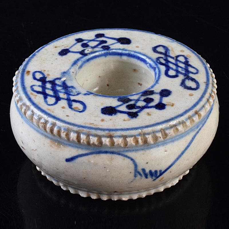 中国　青花　幾何文　水孟　筆洗　V　R7950