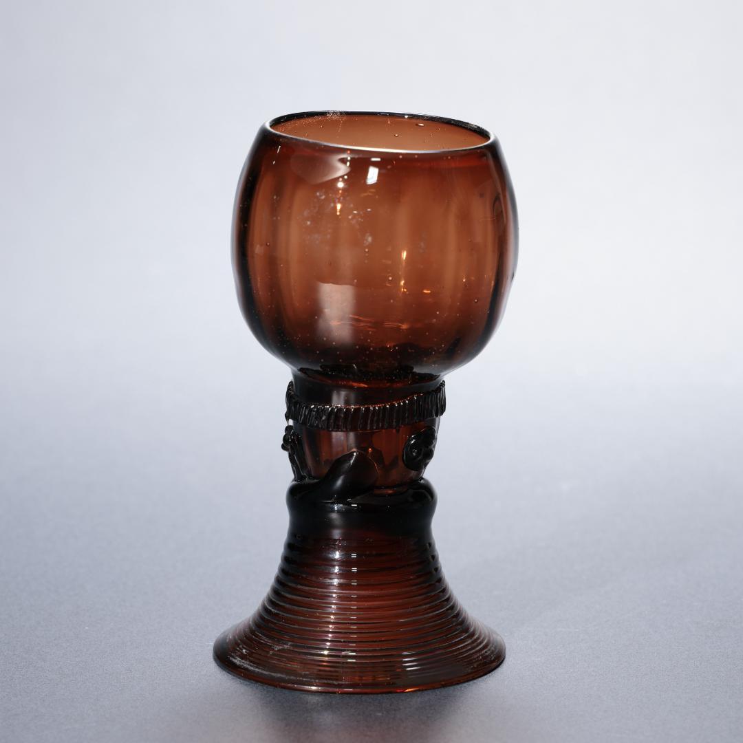 アンティークグラス　レーマーグラス　茶色　吹きガラス　R1340ダI