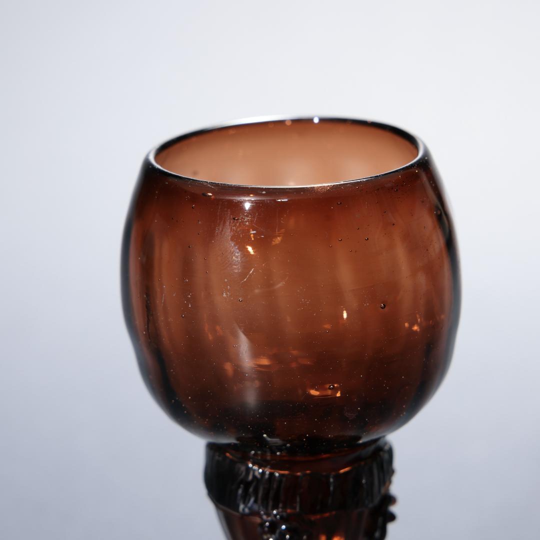 アンティークグラス　レーマーグラス　茶色　吹きガラス　R1340ダI