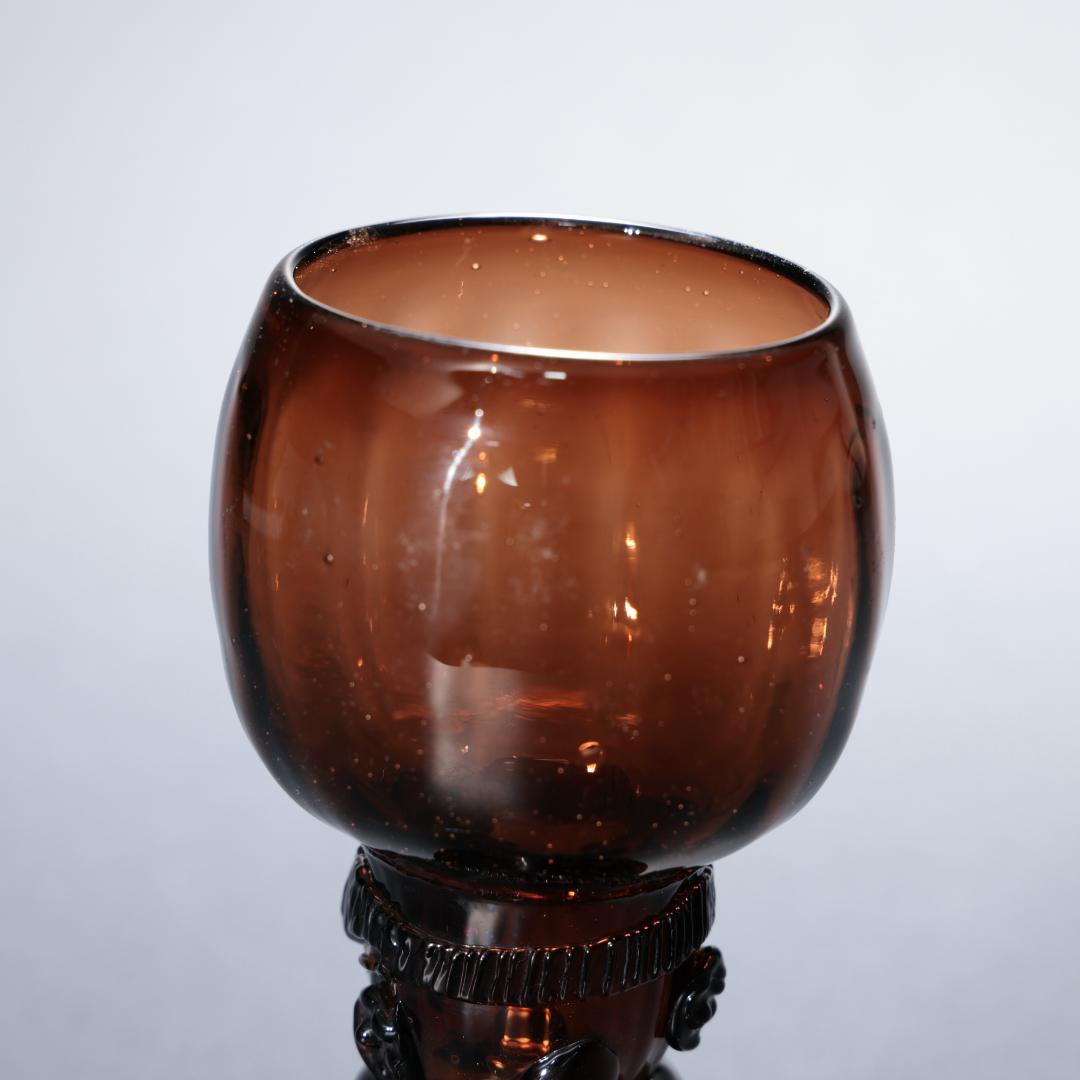 アンティークグラス　レーマーグラス　茶色　吹きガラス　R1340ダI
