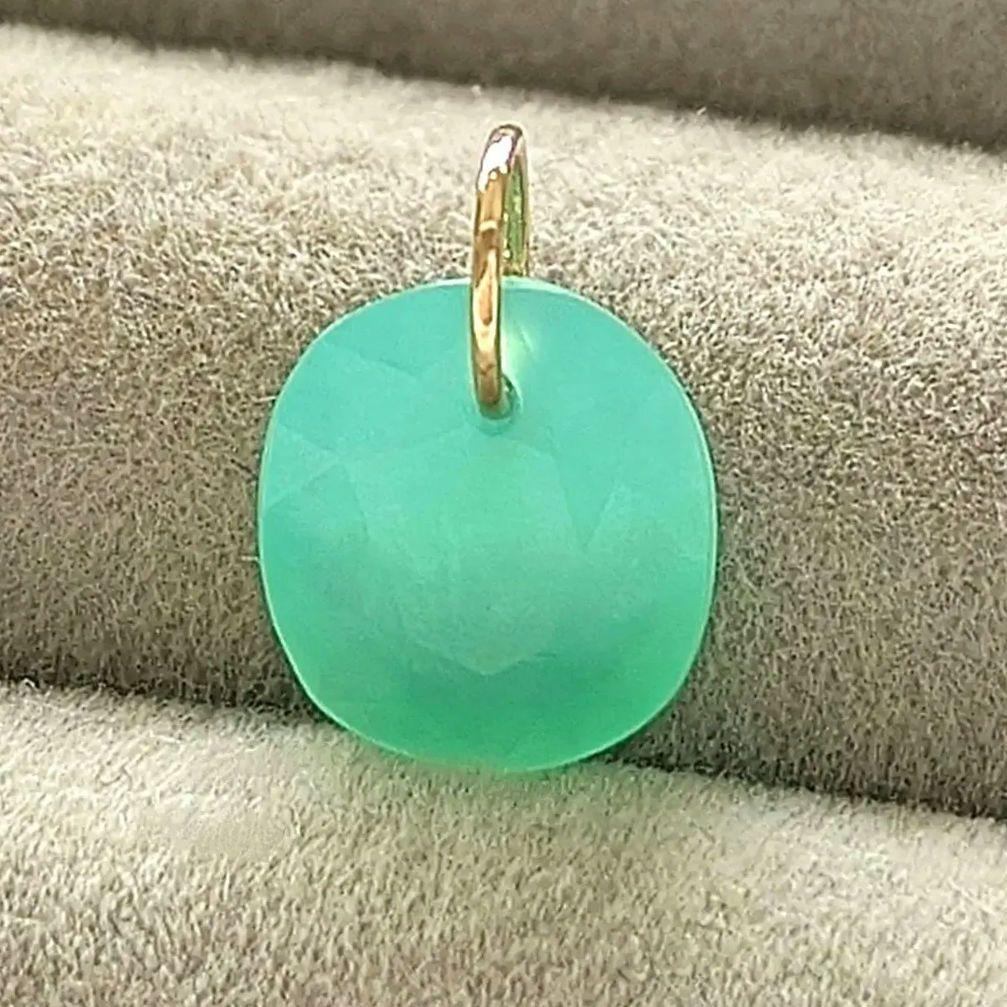 ♢miyumiyu♢K18 大粒アクアマリン + クリソプレーズ チャ―ム