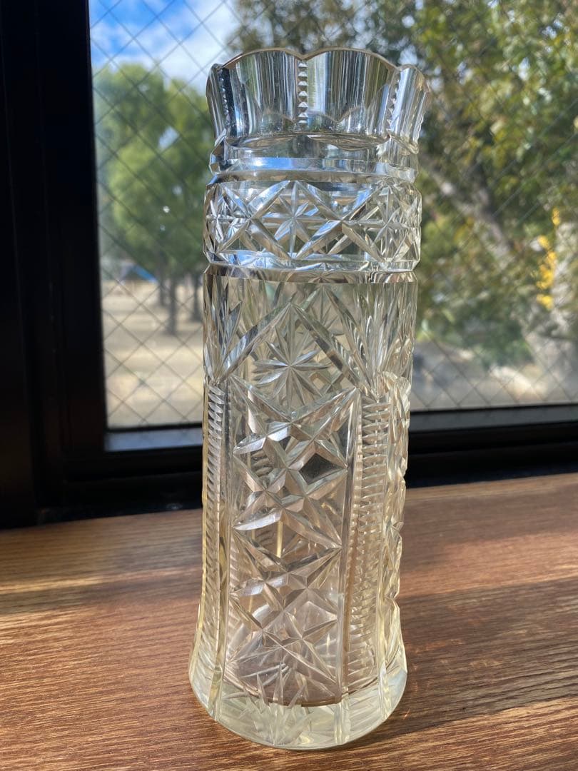 切子細工　花瓶　英国製アンティーク